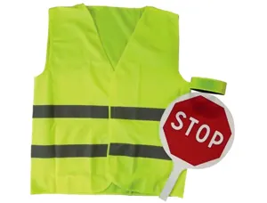 Kit de sécurité stop école signaletique biz 2 panneaux   aluminium 1 stop 1 fond vert  1 gilet de securite jaune — Non classé