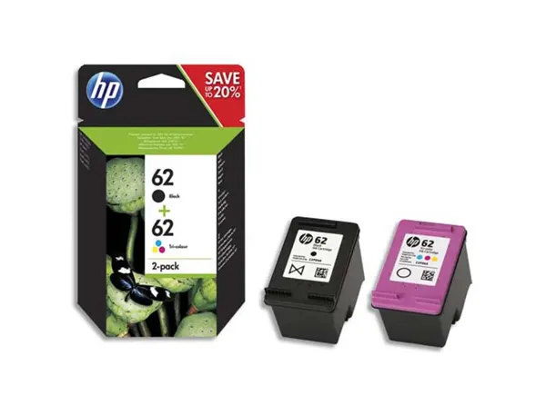 Cartouche d'encre original hp 62 200 p noir / 165 p couleur noir/cyan/magenta/jaune pack 4 couleur — Non classé