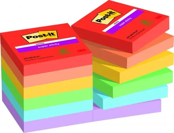 Post-it sticky 47x47 playfulp/note repositionnable - post-it - super sticky bloc playful 47x47mm - lot de 12 — Non classé