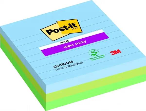 Post-it s.sticky 101x101 oasisnote repositionnable - super sticky bloc oasis 101x101mm - lot de 3 — Non classé