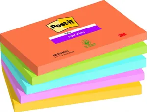 Post-it sticky 76x127 boostp/5note repositionnable - super sticky bloc boost 76x127mm - lot de 5 — Non classé