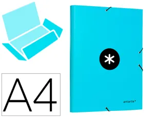 Chemise antartik carton remborde a4+ 3 rabats         elastique coloris turquoise — Non classé