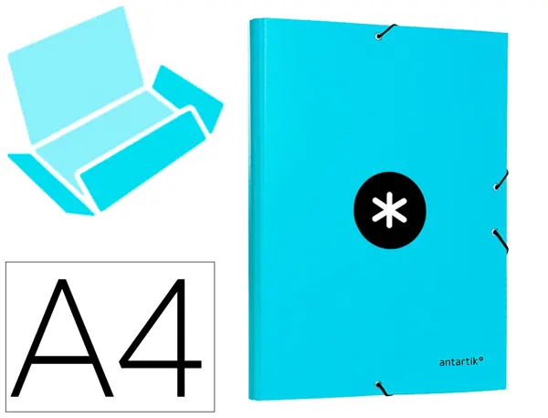 Chemise antartik carton remborde a4+ 3 rabats         elastique coloris turquoise — Non classé