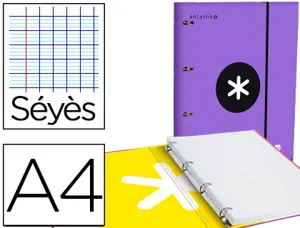 Classeur antartik 4 anneaux 25mm a4 carton remborde       feuillets mobiles seyes       coloris violet — Non classé