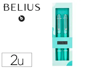 Stylo-bille belius bari pointe 1 mm encre bleu        coloris bleu pastel boite     cadeau de 2 u — Non classé