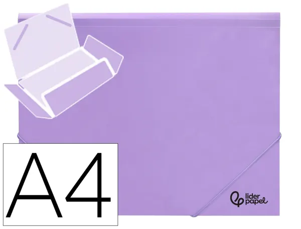 Chemise liderpapel polypropylene dos flexible a4 210x297mm 4/10e 3 rabats 100f elastique lavande opaque — Non classé