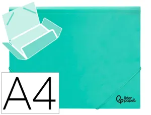 Chemise liderpapel polypropylene dos flexible a4 210x297mm 4/10e 3 rabats 100f elastique vert pomme opaque — Non classé