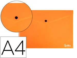 Pochette enveloppe liderpapel polypropylene 180 microns a4  97x210mm 50f fermeture bouton orange fluo opaque — Non classé