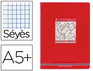 Cahier d'écriture piqué conquérant usage scolaire couverture vernie carte couchée a5+ 17x22cm 140 pages 90g séyès — Non…