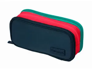 Trousse liderpapel funky 3 fermetures eclair bleue       fuschia et turquoise          220x100x65mm — Non classé