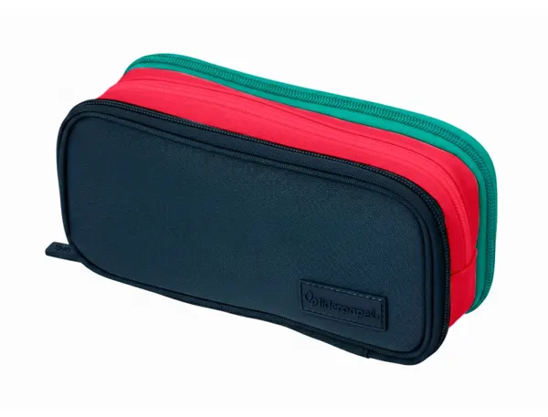 Trousse liderpapel funky 3 fermetures eclair bleue       fuschia et turquoise          220x100x65mm — Non classé