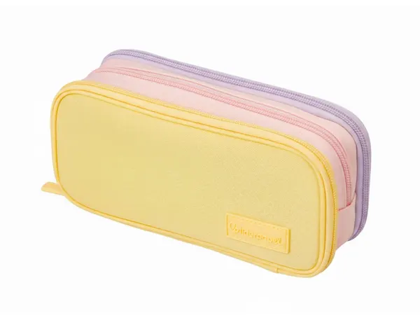 Trousse liderpapel funky 3 fermetures eclair jaune rose et lilas 220x100x65mm — Non classé