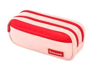Trousse liderpapel duo 3 fermetures eclair avec poche  a l'avant coloris rose        220x90x70mm — Non classé