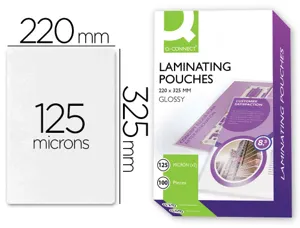 Pochette plastification q-connect à chaud économique format folio 325x220mm 125 microns boîte 100 unités — Non classé