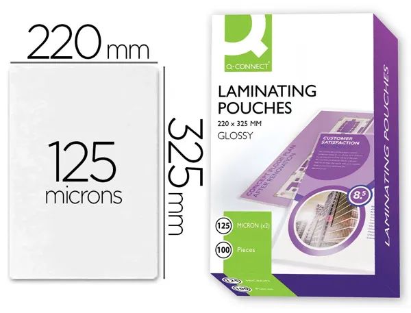 Pochette plastification q-connect à chaud économique format folio 325x220mm 125 microns boîte 100 unités — Non classé
