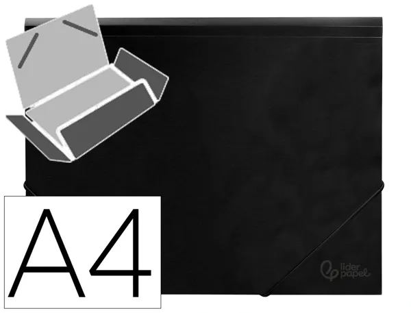 Chemise liderpapel polypropylène dos flexible a4 210x297mm 4/10e 3 rabats élastique 100f coloris noir opaque — Non classé