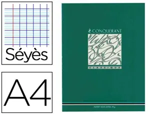 Cahier d'écriture piqué conquérant usage scolaire couverture vernie carte couchée a4 21x29,7cm 96 pages 90g séyès — Non…