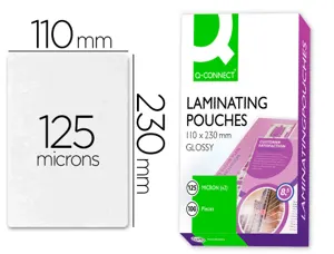 Pochette plastification q-connect à chaud économique format 110x230mm 125 microns boîte 100 unités — Non classé
