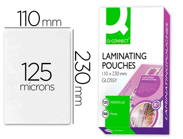 Pochette plastification q-connect à chaud économique format 110x230mm 125 microns boîte 100 unités — Non classé
