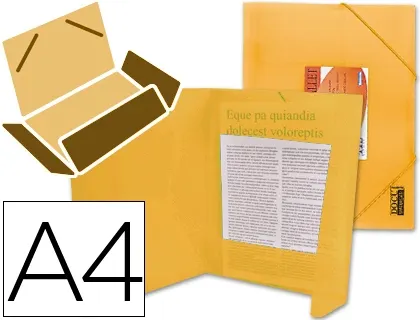 Chemise liderpapel polypropylène dos flexible a4 210x297mm 4/10e 3 rabats 100f élastique translucide orange — Non classé