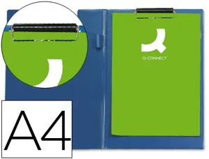 Porte-bloc q-connect plastique épaisseur 3mm a4 210x297mm porte-stylo pince coloris bleu — Non classé