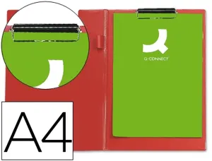 Porte-bloc q-connect plastique épaisseur 3mm a4 210x297mm porte-stylo pince coloris rouge — Non classé