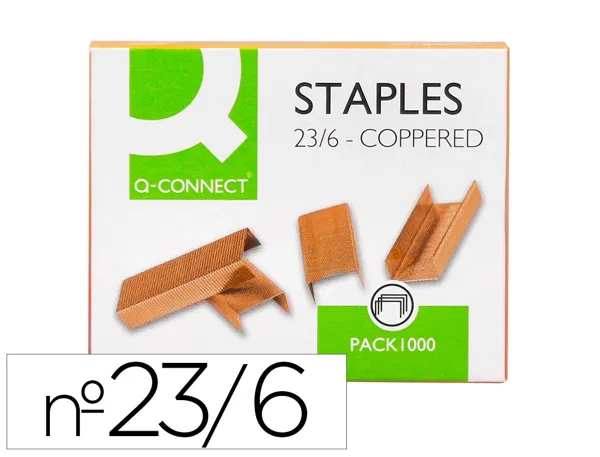 Agrafe q-connect modèle 23/6 cuivrée boîte 1000 unités — Non classé