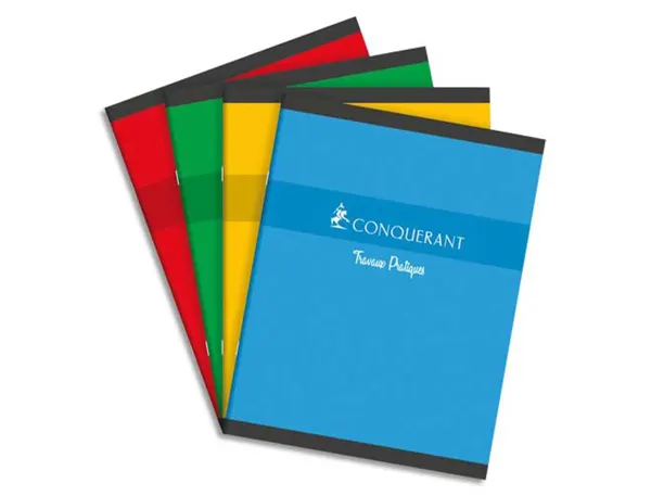 Cahier travaux pratiques piqué conquérant sept couverture offset a5+ 17x22cm 96 pages 70g 48 séyès/48 unies — Non classé