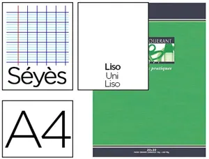 Cahier travaux pratiques piqué conquérant sept couverture offset a4 21x29,7cm 64 pages 70g 32 séyès/32 unies dessin 120g —…
