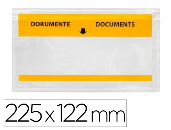 Pochette porte-documents q-connect 225x122mm auto-adhesive transparente texte francais allemand boite 100 unites — Non classé
