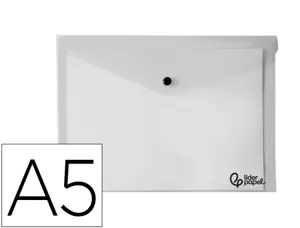 Pochette enveloppe liderpapel polypropylène 180 microns a5 210x148mm 50f fermeture bouton résistant transparent — Non classé