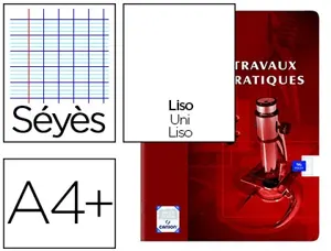 Cahier piqué oxford travaux pratiques couverture pelliculée lavable vélin velouté a4+ 24x32cm 80 pages séyès/uni 90g — Non…