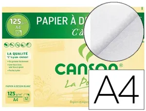 Papier dessin canson c à grain crayon encre gouache feutre 125g a4 pochette 12f — Non classé