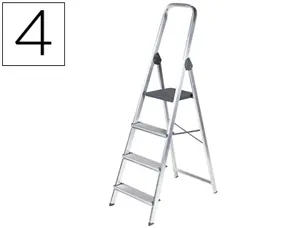Escabeau q-connect aluminium 430x720x1490mm 4 marches 3.2kg  poids maximum supporté 150kg — Non classé