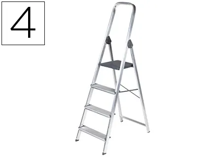 Escabeau q-connect aluminium 430x720x1490mm 4 marches 3.2kg  poids maximum supporté 150kg — Non classé