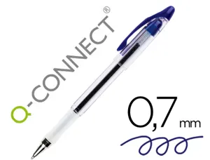 Stylo-bille q-connect transparent trait 0.4mm pointe moyenne 0.7mm encre douce grip caoutchouc coloris bleu — Non classé