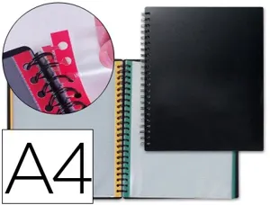 Protège-documents liderpapel polypropylène double spirale métallique 20 pochettes amovibles 40 vues a4 210x297mm — Non classé