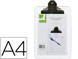Porte-bloc q-connect polypropylène épaisseur 4mm a4 210x29  7mm pince métallique coloris  transparent — Non classé