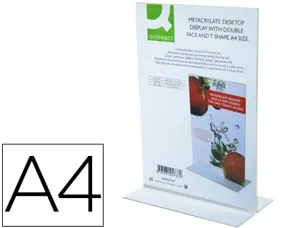 Porte-visuels q-connect 02 forme t 2 faces plexiglas format a4 cartes menu restaurants feuillets informatifs — Non classé