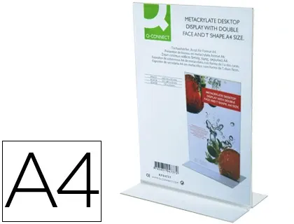 Porte-visuels q-connect 02 forme t 2 faces plexiglas format a4 cartes menu restaurants feuillets informatifs — Non classé