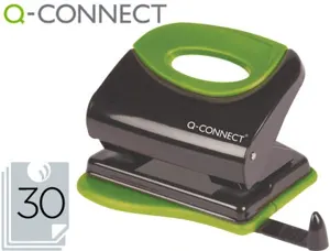 Perforateur q-connect métallique capacité perforation 30f 2 trous coloris attractifs noir/vert 117x105mm — Non classé