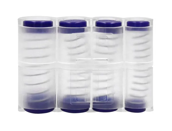 Casier monnayeur q-connect soufflet 8 fractions euros 75x105x32mm coloris transparent/bleu — Non classé