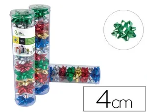 Étoile adhésive liderpapel fantaisie petit format largeur étoile 4cm tube de 12 unités coloris assortis — Non classé