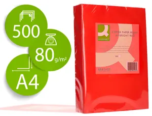 Papier couleur q-connect multifonction a4 80g/m2 unicolore rouge intense ramette 500 feuilles — Non classé