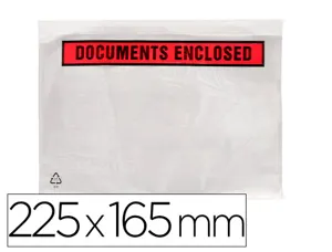 Pochette documents ci-inclus q-connect auto-adhesive       transparente 225x165mm texte  anglais paquet 100 unites — Non…