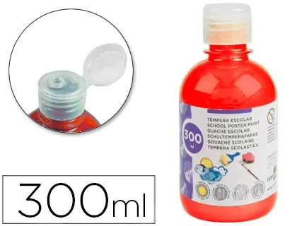 Gouache scolaire liderpapel liquide lavable fermeture sécurité brillante coloris rouge fluorescent flacon 300ml — Non classé