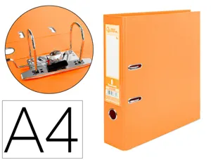 Classeur levier liderpapel a4 documenta carton rembordé 1,9mm dos 75mm rado métallique coloris orange — Non classé