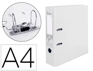 Classeur levier liderpapel a4 documenta carton rembordé pvc 1,9mm dos 75mm rado métallique coloris blanc — Non classé