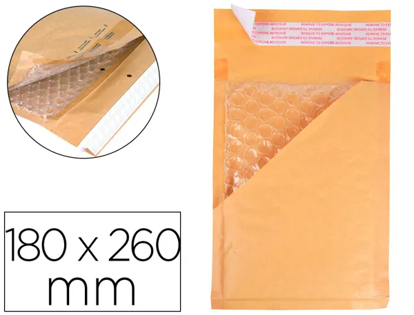 Pochette bulles d'air q-connect 180x260mm 82g kraft matelasse rabat droit auto-adhesive sans fenetre lot 100 unites — Non…