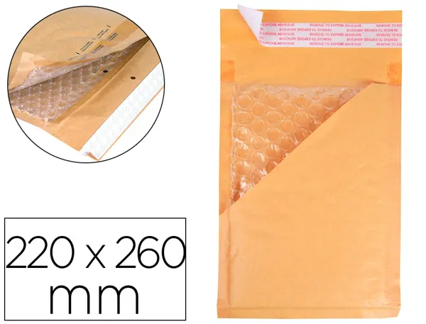 Pochette bulles d'air q-connect 220x260mm 82g kraft matelasse rabat droit auto-adhesive sans fenetre lot 100 unites — Non…